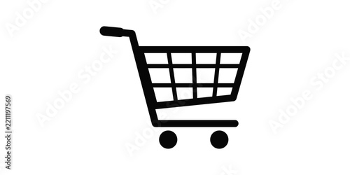 Shopping cart vector illustration isolated on plain white clear surface.