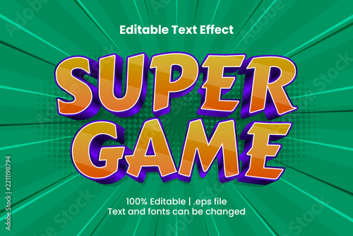 Super Game Editable Text Effect, 3D Orange Green Comic Gaming Typography