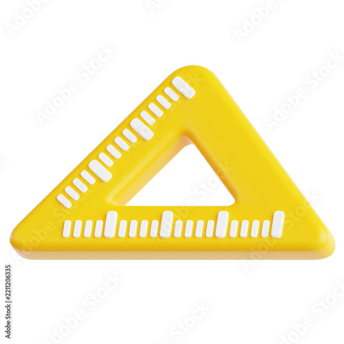 3D Yellow Triangle Geometry Ruler Icon