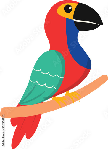 Cute Exotic Bird with Colorful Design. Vector Illustration.