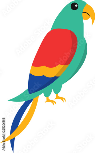 Cute Exotic Bird with Colorful Design. Vector Illustration.