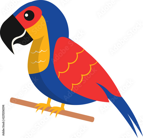 Cute Exotic Bird with Colorful Design. Vector Illustration.