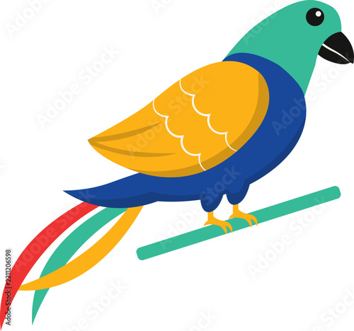 Cute Exotic Bird with Colorful Design. Vector Illustration.