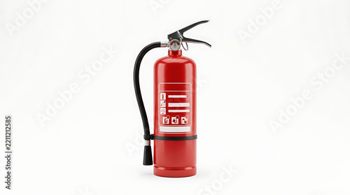 Red fire extinguisher isolated on white background for emergency safety and protection