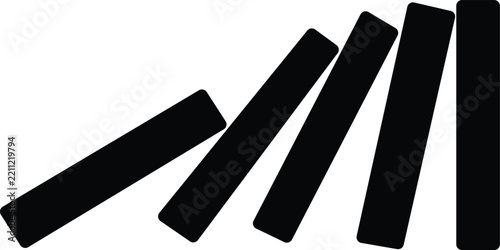 Falling Domino Effect Icon Vector Line Art Silhouette Design Isolated on White Background