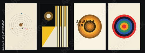 Minimalist Geometric Shapes Art Poster Design Featuring Abstract Compositional Elements and Retro Inspired Creative Graphic Visual Style