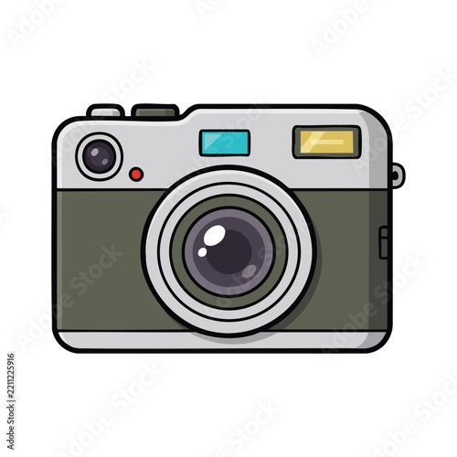 Illustrated Grey Camera Isolated