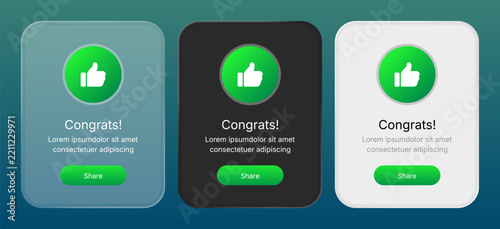 notification Congrats design with Liquid glass style