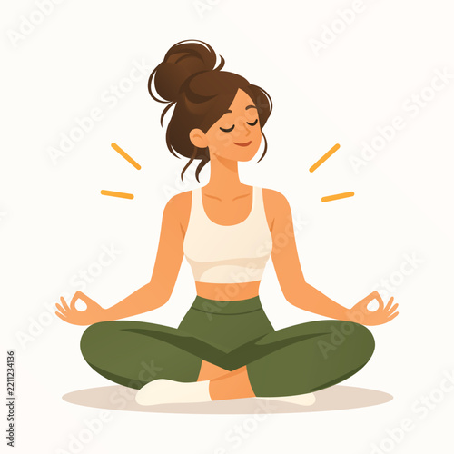 Woman Meditating in Lotus Pose Illustration