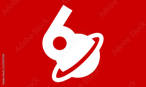 6 Space Logo Number Red Modern Fresh
