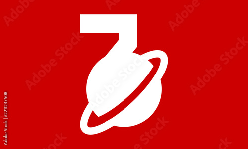 7 Space Logo Number Red Modern Fresh