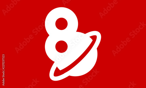 8 Space Logo Number Red Modern Fresh