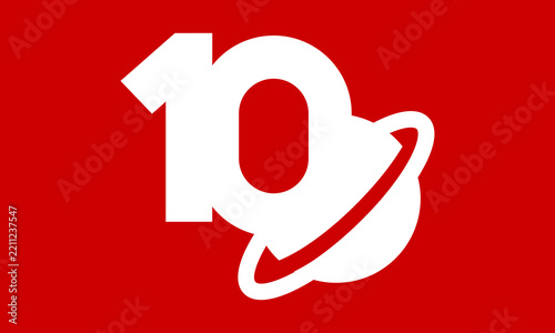10 Space Logo Number Red Modern Fresh