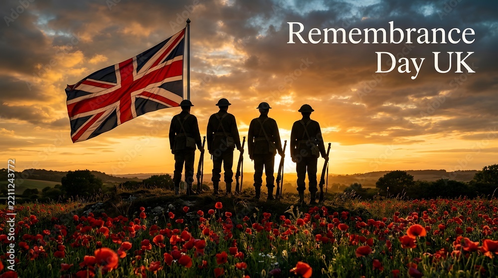 Obraz premium Remembrance day in the united kingdom honoring the fallen remembering sacrifices and commemorating veterans with respect and gratitude on november 11th