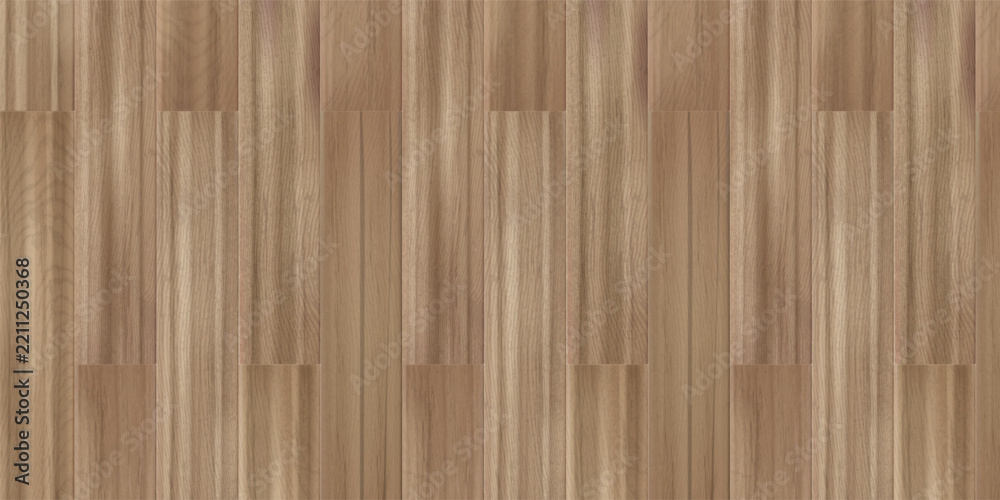 Fototapeta premium Seamless light wooden floor texture, top view vector background. Natural brown wood planks with grain pattern. Neutral beige parquet surface for interior design, old timber or laminate vertical boards