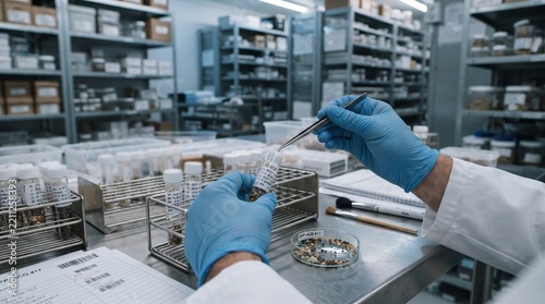Seed Bank Researcher Cataloging Samples
