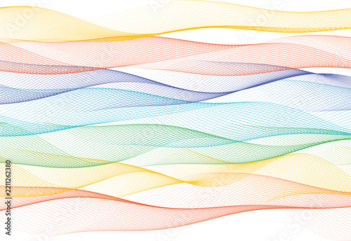 Abstract wavy lines pattern isolated on white background, colorful flowing vector waves for modern graphic design