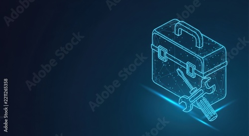 Digital Toolbox with Tools Representing Repair and Technical Support Services