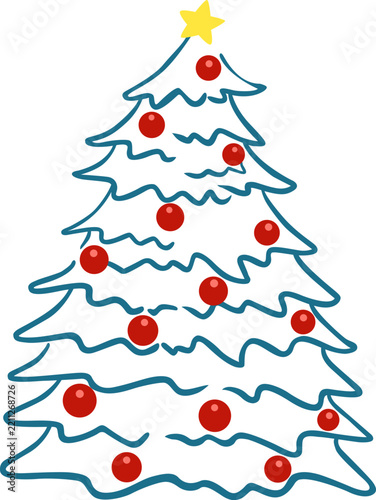 Hand draw Christmas tree symbol illustration for Christmas holiday and new year event.