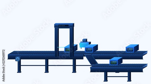 Continuous automated 2D vector isometric corporate logistics sorting line 