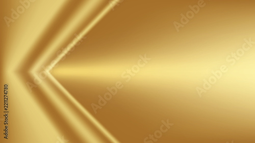 Gold abstract gradient background, golden light radiated from the sharp corner. Vector illustration.