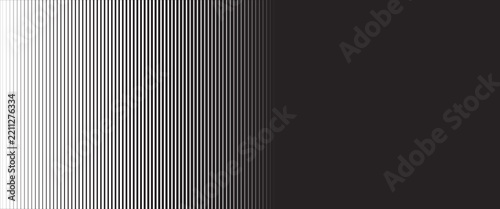 Lined halftone gradation texture. Fading vertical stripe gradient background. Repeating pattern backdrop. Black halftone parallel lines backdrop for overlay, print, cover, graphic design. Vector