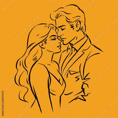 silhouette of a couple vector for illustration card decoration