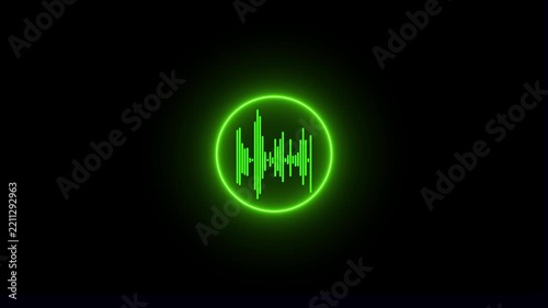 Neon Audio Waveform Circle Icon Set