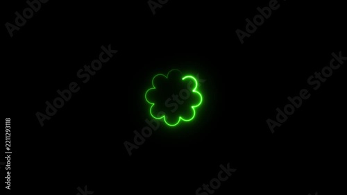 Neon Glowing Flower Outline Icons on Black Background