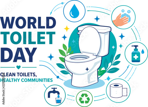 World Toilet Day Vector Infographic With Clean Toilet And Sanitation Symbols For Hygiene Education
