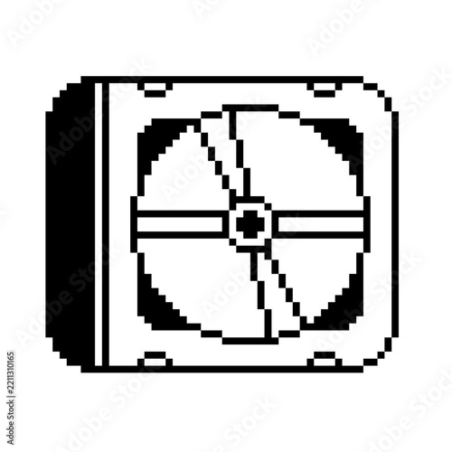 Rounded CD Jewel Box Package with Disc inside, Pixel Art Monochrome Black Icon, Isolated