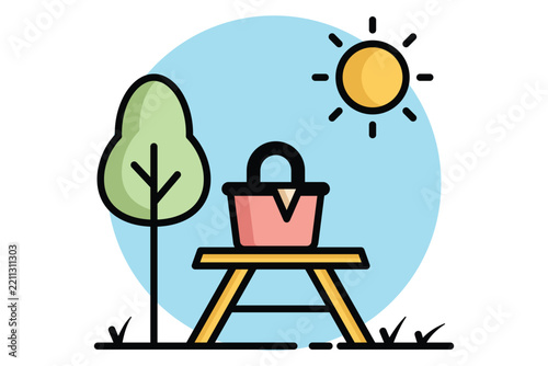 Picnic icon. colored icon style. icon related to outdoor and recreation. park elements vector illustration