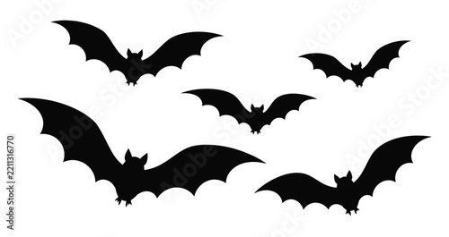 Flying Bat Silhouette Collection in Different Sizes and Poses