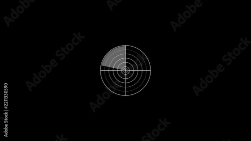 Digital radar screen hud animation, rotating scanning beam overlay for sci-fi technology and military surveillance interface