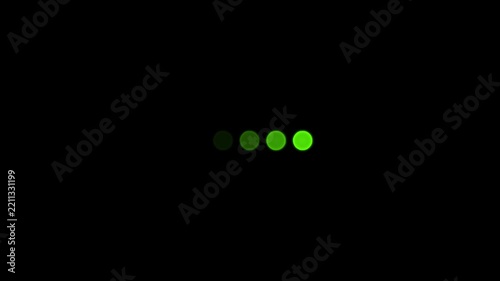 Minimalist green loading dots animation loop for digital interface progress buffer indicator