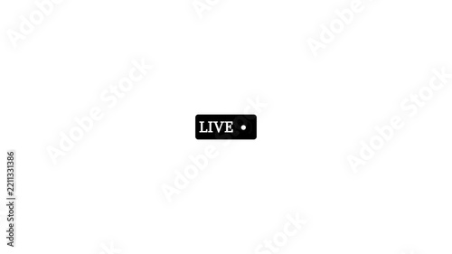 Live broadcast indicator with flashing red dot for streaming and media production sign