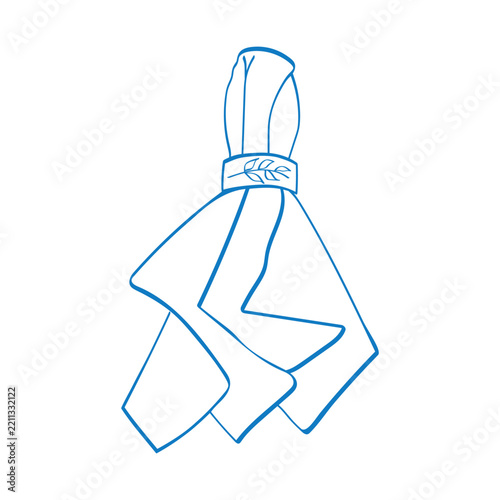 Vector illustration of a table napkin. Hand drawn table linen in a Mediterranean style.