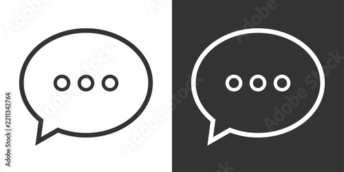楕円形のチャットアイコン（会話・メッセージ・コメントを表す白黒線画）