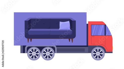 Furniture Delivery Truck Carrying Sofa