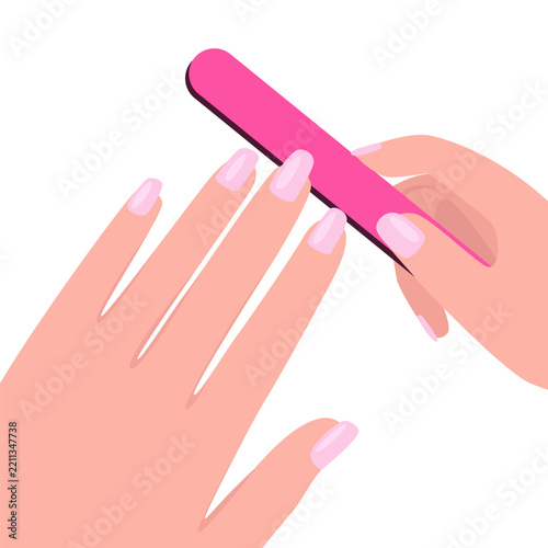 Manicure Nail Filing with Pink Emery Board