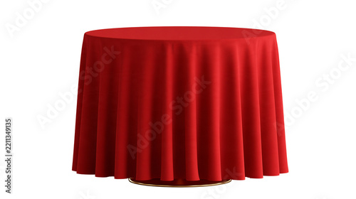 Red round tablecloth isolated on transparent background