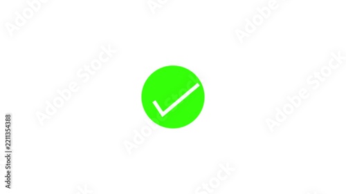 Green Checkmark Icon Animation Appearing on White Background for User Interface and Success Notification Feedback