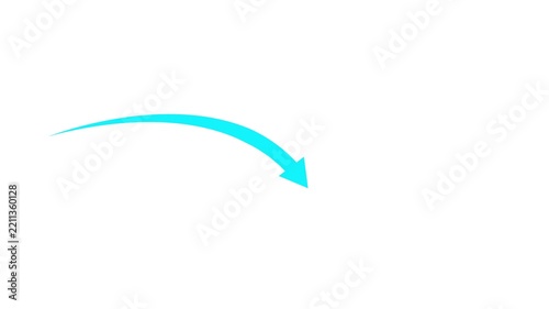 Cyan Curved Arrow Animation Pointing Downward on a Clean White Background for User Interface Design