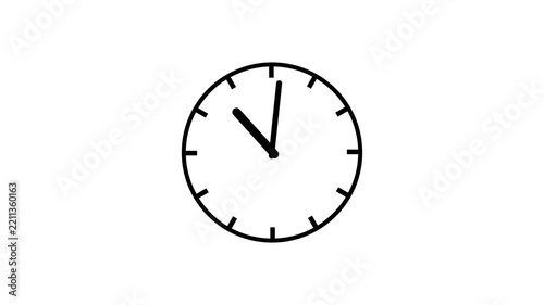 Minimalist Analog Clock Face Animation Showing Rapid Time Progression on a Clean White Background