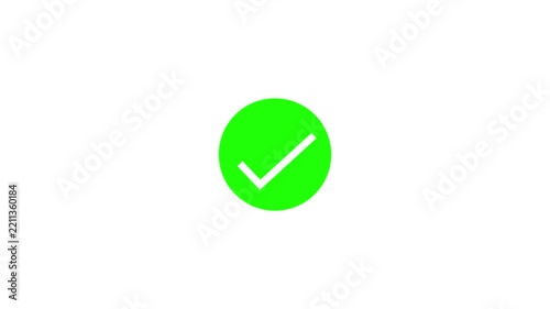 Green Checkmark Icon Animation Appearing on White Background for User Interface and Success Confirmation Design