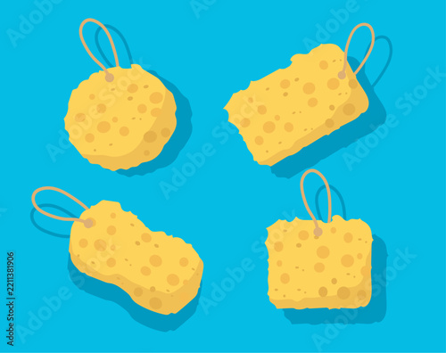 Yellow bath sponge vector illustration