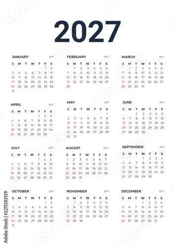 Calendar for 2027.