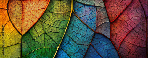 Colorful Macro Close-Up of Leaf Veins with Vivid Details