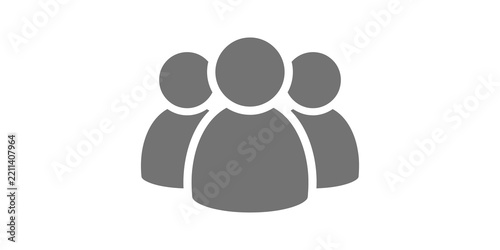 Three grey people silhouette icon representing community team and group.