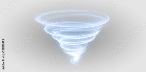 Blue glow PNG overlay with luminous spiral vortex and swirling tornado shape, on transparent background